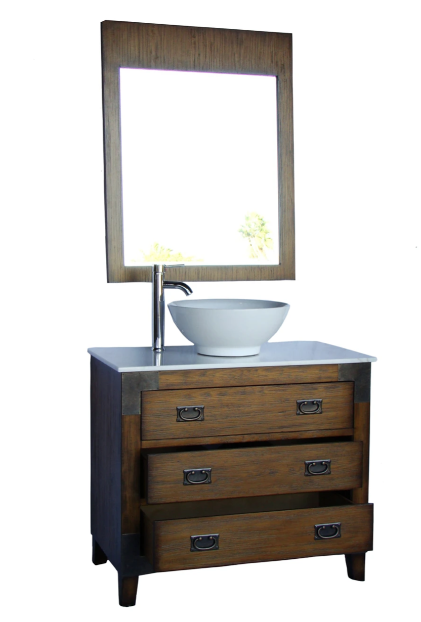 Adelina 36 inch All Wood Construction Vessel Sink Bathroom Vanity